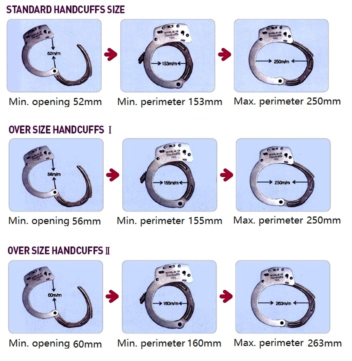 Handcuff sizes and types