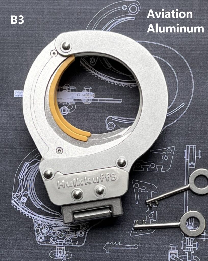 Hulkkuffs B3, automatic, hinged, matte, aviation Aluminum